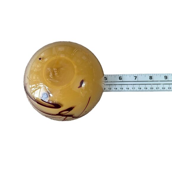 Vintage Hand Blown Glass Bowl Vase 3.5" Swirl Design Brown Art Glass J Mariott - Picture 8 of 9